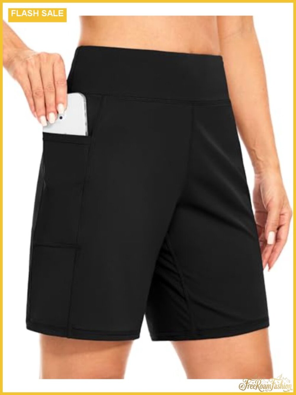 Women's 7" Stretch Bermuda Shorts with Pockets Athletic High Waisted